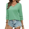 thumbnail image 1 of Long Sleeve Shirts for Women Spring Outfit 2026 Fashion Casual T Shirt V Neck Basic Loose Tunic Tops Green L, 1 of 8