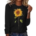 thumbnail image 1 of Long Sleeve Shirts for Women Sunflower Graphic T Shirt Long Sleeve Crewneck Pullover Tops Cute Casual Cotton Tee Tops Loose Blouses Long Sleeve Tops, 1 of 3