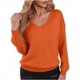 thumbnail image 1 of Long Sleeve Shirts for Women Sweater Tops V Neck Solid Knit Pullover Casual Lightweight Fall and Winter Fashion Top, 1 of 6