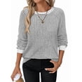 thumbnail image 1 of Long Sleeve Shirts for Women Sweaters Fall Outfits Color Block Winter Clothing Dressy Casual Soft Grey XL, 1 of 7