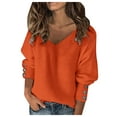 thumbnail image 1 of Long Sleeve Shirts for Women T Shirts Fall Tops Fashion Bow Collar Solid Buttons Sleeve Knitted Sweater Warm Work Blouses Dressy Casual Orange M, 1 of 7