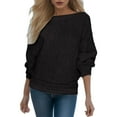 thumbnail image 1 of Long Sleeve Shirts for Women T Shirts Fall Tops Long Batwing Sleeve Boat Neck Baggy Slouchy Pullover Sweaters Work Blouses Dressy Casual Black L, 1 of 4