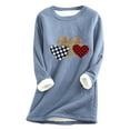 thumbnail image 1 of Long Sleeve Shirts for Women T Shirts Fall Tops Thick Printing Sweatshirts Warm O-Neck Underwear Cute Tee Shirts Blue M, 1 of 3