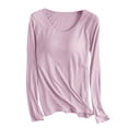 thumbnail image 1 of Long Sleeve Shirts for Women Tank Tops with Built in Bras Casual Round Neck Solid Shirts Loose Comfy Pajamas Fall Outfits for Women 2026, 1 of 7