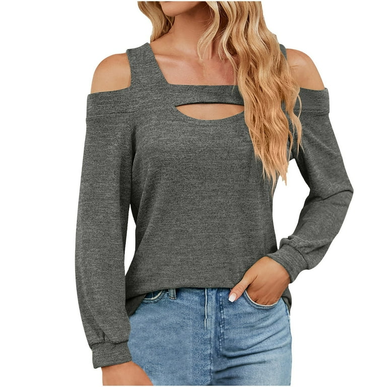 Open Shoulder Cutout Plain Sweaters Open Shoulder Cutout Plain Sweaters