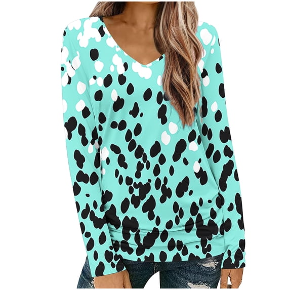 Long Sleeve Shirts for Women Trendy Flower Print V Neck Fall Fashion Blouses Boho Basic Tunic Tops Dressy Casual Clothes 2025