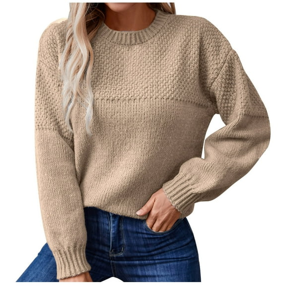 Long Sleeve Shirts for Women Tunic Sweaters Fall Tops Knit Crewneck Pullover Casual Loose Jumpers