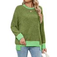 thumbnail image 1 of Long Sleeve Shirts for Women Tunic Tops Loose Fit Cute Casual Color Block Ribbed Knit Tops Sweaters Green S, 1 of 9