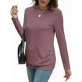 thumbnail image 1 of Long Sleeve Shirts for Women Tunic Tops Loose Fit Dressy Crew Neck Pullover Basic Sweaters Pale Pinkish Gray M, 1 of 8