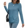 thumbnail image 1 of Long Sleeve Shirts for Women Tunic Tops for Women Loose Fit Dressy Crew Neck Pullover Basic Sweaters for Women Blue XL, 1 of 8