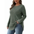 thumbnail image 1 of Long Sleeve Shirts for Women Tunic Tops for Women Loose Fit Dressy Crew Neck Pullover Basic Sweaters for Women Green M, 1 of 5
