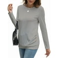 thumbnail image 1 of Long Sleeve Shirts for Women Tunic Tops for Women Loose Fit Dressy Crew Neck Pullover Basic Sweaters for Women Grey L, 1 of 8