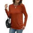 thumbnail image 1 of Long Sleeve Shirts for Women Tunic Tops for Women Loose Fit Dressy Crew Neck Pullover Basic Sweaters for Women Orange L, 1 of 8