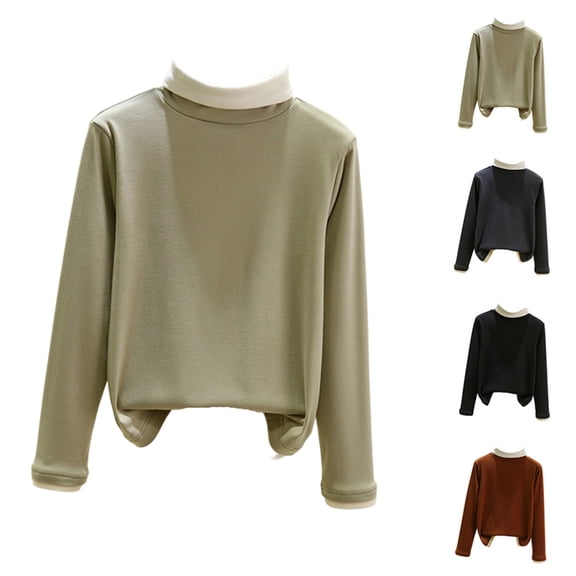 Long Sleeve Shirts for Women Tunic Tops for Women Loose Fit Dressy Mock Neck Pullover Basic Sweaters for Ladies Army Green XL