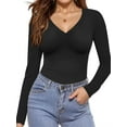 thumbnail image 1 of Long Sleeve Shirts for Women V Neck Basics Tops Lightweight Base Layer Slim Fit Top Undershirts, 1 of 6