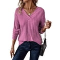 thumbnail image 1 of Long Sleeve Shirts for Women V Neck Casual Fall Tops Loose Fit Lightweights Sweaters Tunic Fashion Clothes Rose Red S, 1 of 6