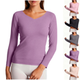 thumbnail image 1 of Long Sleeve Shirts for Women V Neck Thermal Underwear Tops Double Brushed Seamless Soft Warm Fall Winter Base Layer,Sizes S-3XL, 1 of 6