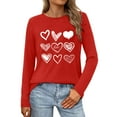 thumbnail image 1 of Long Sleeve Shirts for Women Valentines's Day Shirts Lover Heart Graphic Printed Blouses Valentine Pullover Crew Neck Tops C-Red XL, 1 of 4