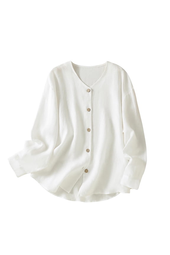 Long Sleeve Shirts for Women, Women’s 100% Merino Wool Cardigan Sweater Crew Neck Long Sleeve Knit Casual Button Down Lightweight Tops Outwear