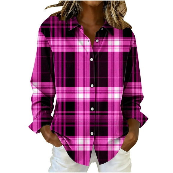 Long Sleeve Shirts for Women, Women's Button Down Shirts Long Sleeve Striped Classic Soft Shirt Collared Fashion Dressy Casual Blouses Business Tops