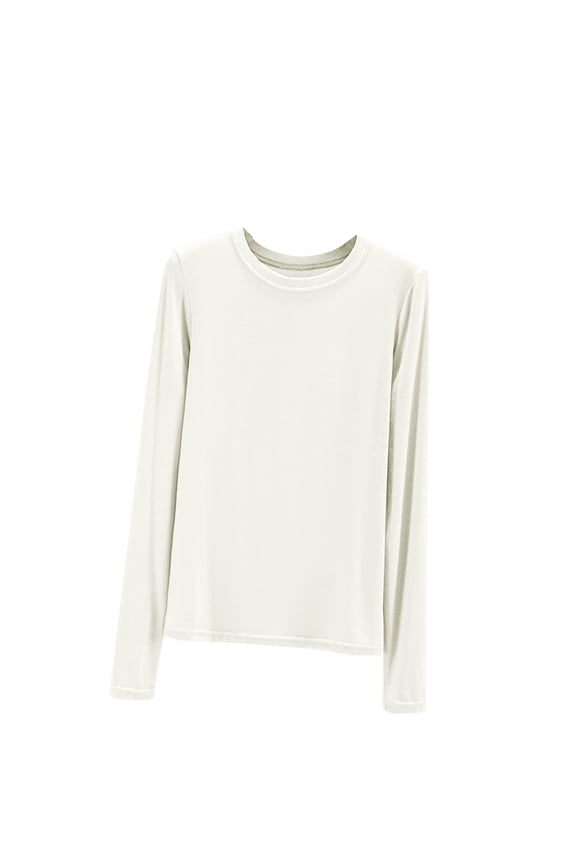 Long Sleeve Shirts for Women Women's Casual Round Neck Undershirt Tops Loose Fitting Solid Color Shirt Long Sleeve Sleep Tee Tops S-172 White M