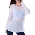 thumbnail image 1 of Long Sleeve Shirts for Women, Women's Crewneck Long Sleeve Workout Sheer Top Side Split Tie Front Mesh Loose Running Yoga T-Shirt, 1 of 2