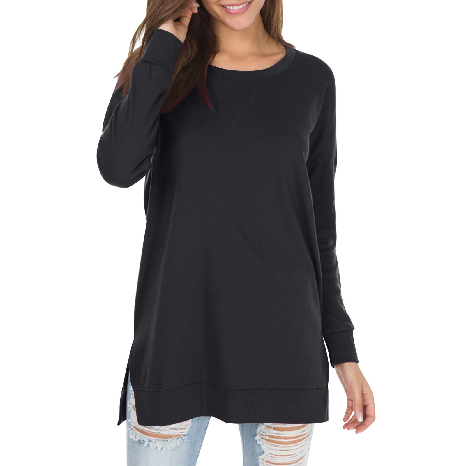 Long Sleeve Shirt With Slits On Both Sides