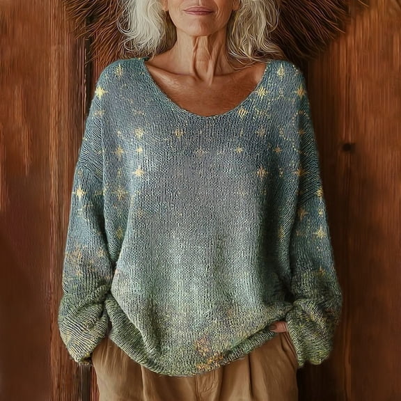 Long Sleeve Shirts for Women Women's Pattern Printed Casual Pullover Sweater Mint Green