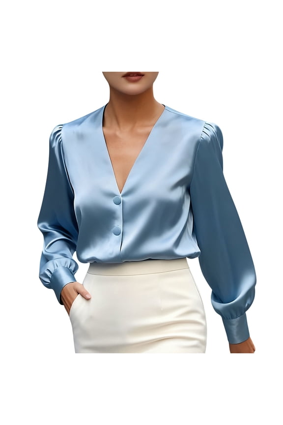Long Sleeve Shirts for Women, Womens Soft Satin Silk Leopard Button Down Shirts Silky Long Sleeve Work Shirt Dressy Blouses Tops