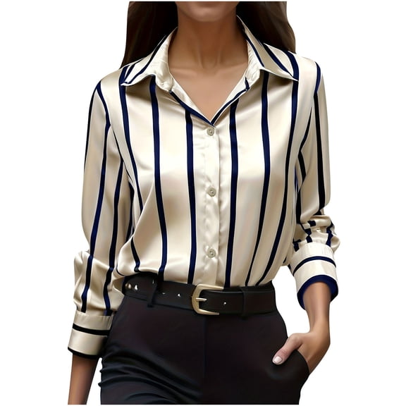 Long Sleeve Shirts for Women, Womens Soft Satin Silk Leopard Button Down Shirts for Women Silky Long Sleeve Work Shirt Dressy Blouses Tops