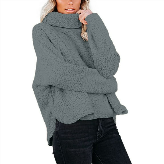 Long Sleeve Shirts for Women, Womenss Sherpa Fleece Cowl Neck Pullover Thermal Warm Sweater Daily Wear Sweatshirt for Cold Freezing Weather