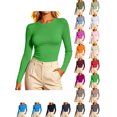 thumbnail image 1 of Long Sleeve Shirts for Women Zaewscy Women Crew Neck Long Sleeve Slim Fitted T-Shirt Stretchy Basic Layering Tee Top Casual Daily Wear Green L, 1 of 7