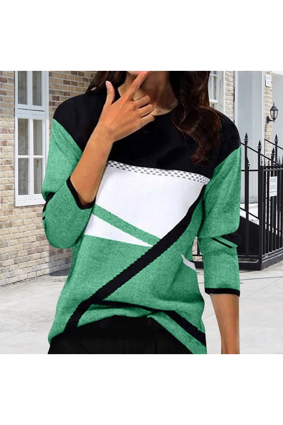 Long Sleeve Shirts for Women's Striped Printed V Neck Seven Quarter Sleeve T Shirt Top Womens Fashion Top Shirts