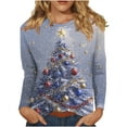 thumbnail image 1 of Long Sleeve Shirts for Womens 2025 Christmas TShirts Casual Trendy Xmas Tree Printing Blouses Soft Crewneck Christmas Shirt Pullover Tops, 1 of 9