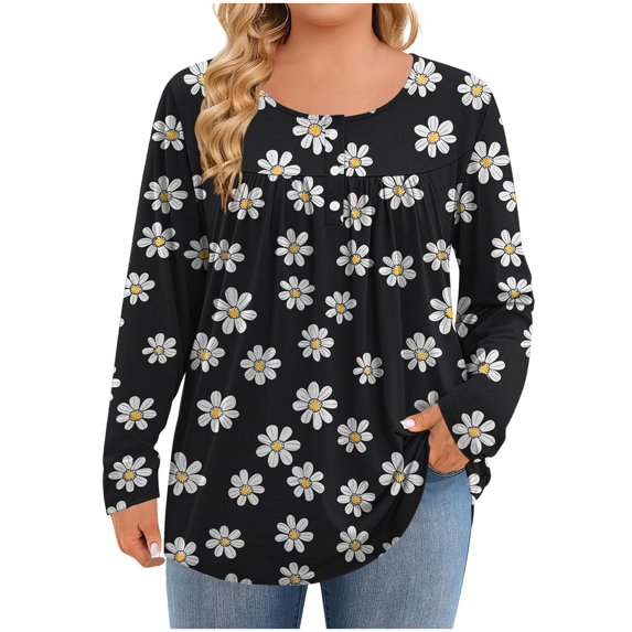 Long Sleeve Shirts for Womens Mock Neck Solid Color Flower Printed Blouses Casual Spring Soft Pullover Base Layer Top