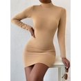 thumbnail image 1 of Long Sleeve Slim Bodycon Mini Dress Women Turtleneck Pleated Party Ruched Short Evening Club Outfit Soild Color, 1 of 10