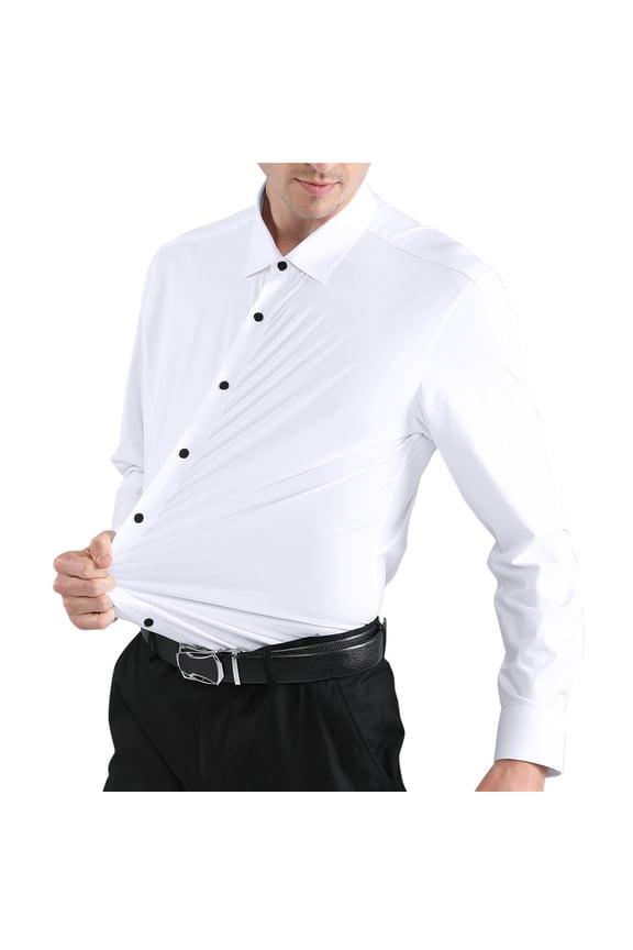 Long Sleeve Slim Fit Dress Shirts for Men Men's Casual Long Sleeve Stretch Dress Shirt Wrinkle-Free Regular Fit Button Down Shirts Muscle Fit Dress Shirts Athletic Shirts