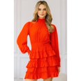 thumbnail image 1 of Long Sleeve Smocked Neck Tiered Ruffle Mini Dress, 1 of 5