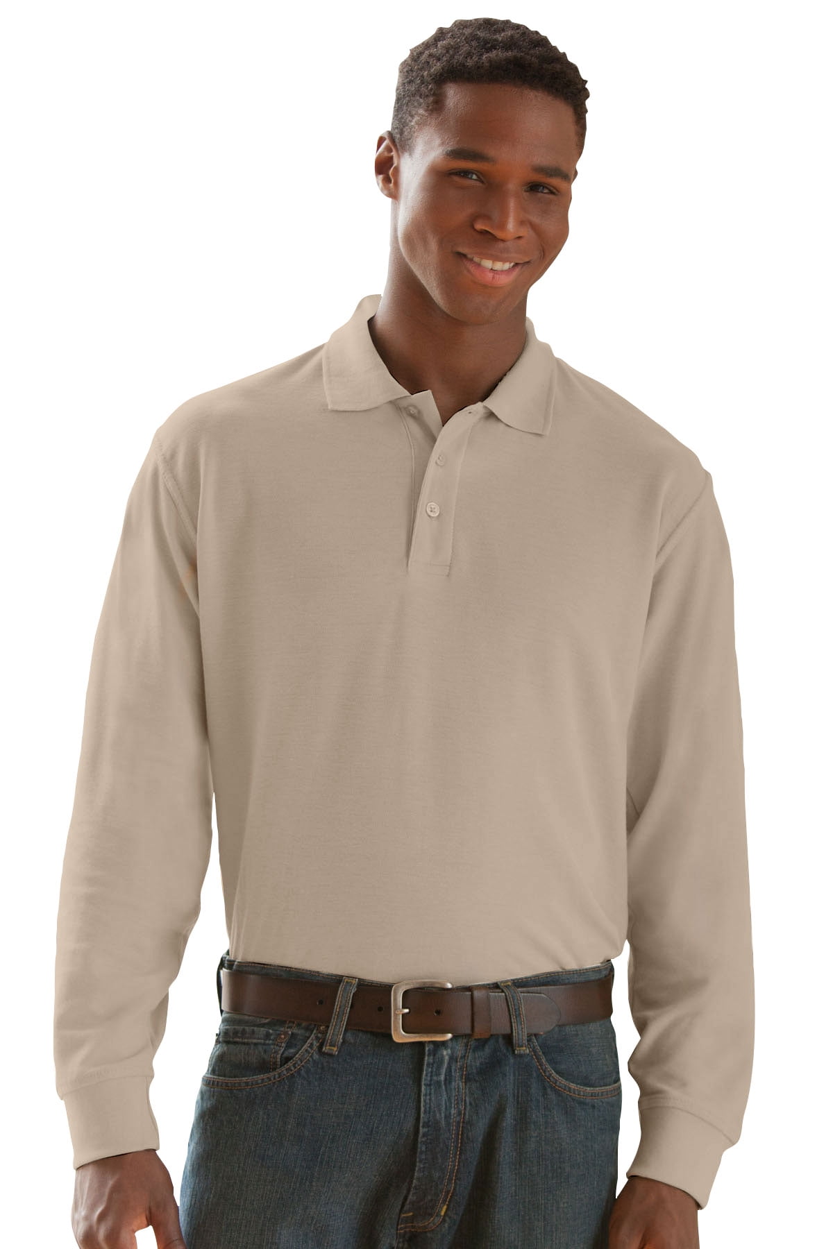 Long Sleeve Soft-Blend Double-Tuck Pique Polo Shirt - Display Pros