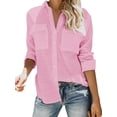 thumbnail image 1 of Long Sleeve Solid Color Casual Blouse With Pocket, 1 of 3