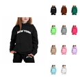 thumbnail image 1 of Long Sleeve Solid Warm Hoodie Pullover with Pants, Kids Casual Sweat Suit Outfit â NEW YORK Letter Printed Hoodies for Boys Girls, Back to School 2025 Trendy Clothing, 1 of 4