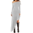 thumbnail image 1 of Long Sleeve Solid Women One Shoulder Casual Irregular Long Dress, 1 of 4