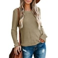 thumbnail image 1 of Long Sleeve Spring Autumn Women Lightweight Knit Sweater Female Round Neck Pullover, 1 of 5