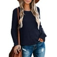 thumbnail image 1 of Long Sleeve Spring Autumn Women Lightweight Knit Sweater Female Round Neck Pullover, 1 of 5