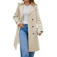 thumbnail image 1 of Long Sleeve Spring Fall Solid Color Double Breasted Casual Lapel Long Trench Coat, 1 of 5
