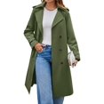 thumbnail image 1 of Long Sleeve Spring Fall Solid Color Double Breasted Casual Lapel Long Trench Coat, 1 of 5