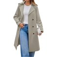 thumbnail image 1 of Long Sleeve Spring Fall Solid Color Double Breasted Casual Lapel Long Trench Coat, 1 of 6