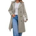 thumbnail image 1 of Long Sleeve Spring Fall Solid Color Double Breasted Casual Lapel Long Trench Coat, 1 of 6
