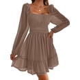 thumbnail image 1 of Long Sleeve Square Neckline Women Mesh Ruffle Dress, 1 of 2