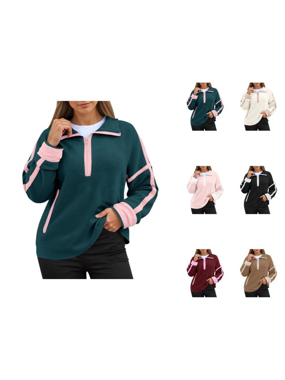 Long Sleeve Stand Neck Pullover Casual Color Soft Comfortable Athletic Streetwear Fashion